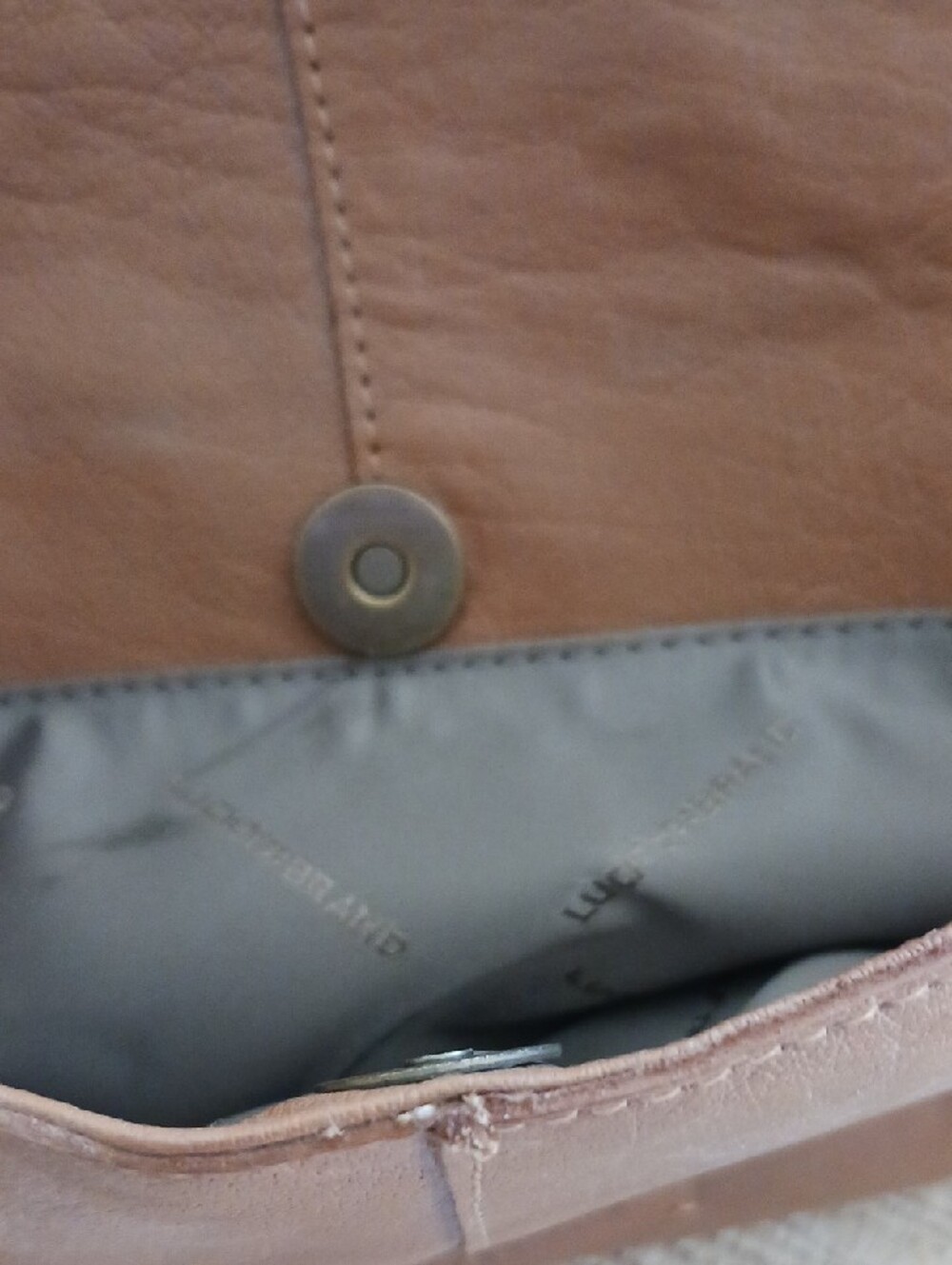 Lucky Brand Cognac Leather Patchwork Tote - Picture 3 of 6
